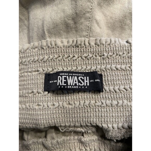 American Rewash Linen blend White Leg Smocked Waist Oatmeal Pants Size Small - Picture 5 of 7